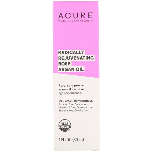 Acure, Radically Rejuvenating Rose Argan Oil, 1 fl oz (30 ml) - The Supplement Shop