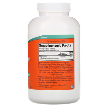 NOW Foods, Magnesium Citrate, 200 mg, 250 Tablets