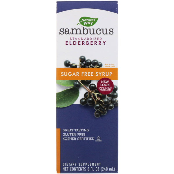 Nature's Way, Sambucus, Standardized Elderberry, Sugar-Free Syrup, 8 fl oz (240 ml) - The Supplement Shop