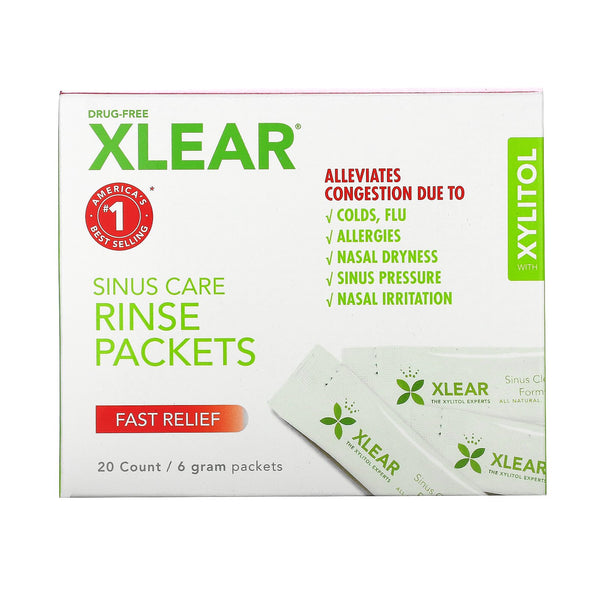 Xlear, Sinus Care Rinse Packets, Fast Relief, 20 Count, 6 g Each - The Supplement Shop