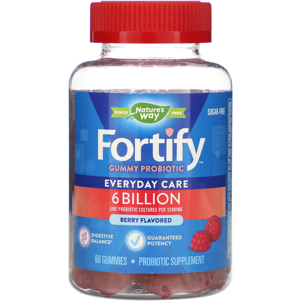 Nature's Way, Fortify Gummy Probiotic, Sugar-Free, Berry Flavored, 6 Billion, 60 Gummies - The Supplement Shop