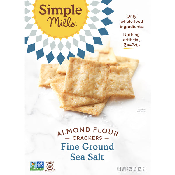 Simple Mills, Naturally Gluten-Free, Almond Flour Crackers, Fine Ground Sea Salt, 4.25 oz (120 g) - The Supplement Shop