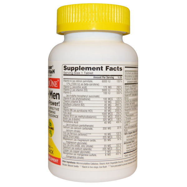 Super Nutrition, SimplyOne, 50+ Men Triple Power Multivitamins, 90 Tablets - The Supplement Shop
