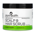 Zion Health, Deep Cleansing Scalp & Hair Scrub with Argan Oil, Green Apple, 4 oz (113 g) - The Supplement Shop