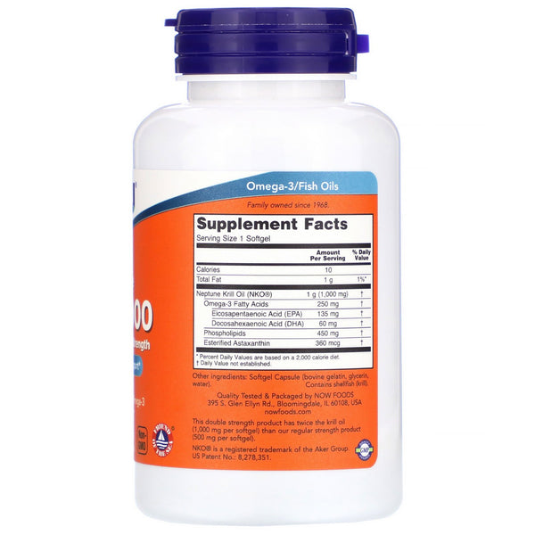 Now Foods, Neptune Krill 1000, Double Strength, 1,000 mg, 60 Softgels - The Supplement Shop