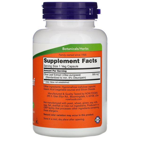 Now Foods, Olive Leaf Extract, 500 mg, 120 Veg Capsules - The Supplement Shop