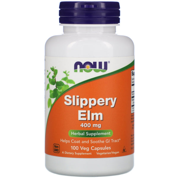 Now Foods, Slippery Elm, 400 mg, 100 Veg Capsules - The Supplement Shop