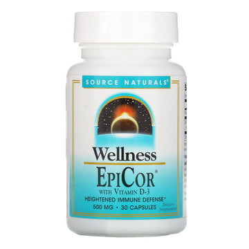 Source Naturals, Wellness, EpiCor with Vitamin D-3, 500 mg, 30 Capsules