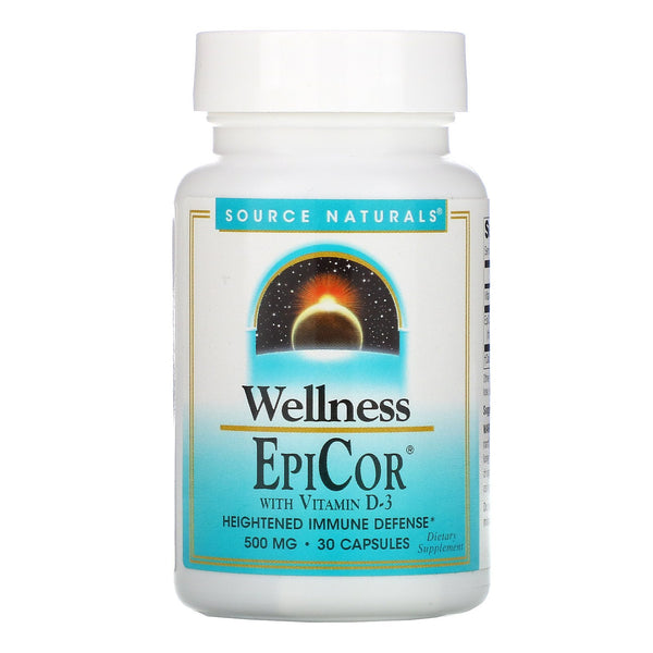 Source Naturals, Wellness, EpiCor with Vitamin D-3, 500 mg, 30 Capsules - The Supplement Shop