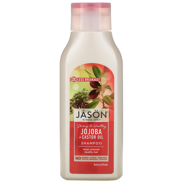 Jason Natural, Strong & Healthy Jojoba + Castor Oil Shampoo, 16 fl oz (473 ml) - The Supplement Shop