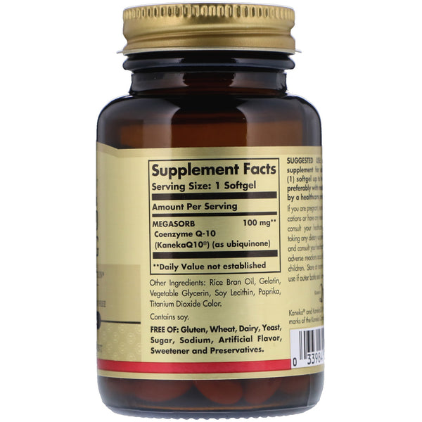 Solgar, Megasorb CoQ-10, 100 mg, 60 Softgels - The Supplement Shop
