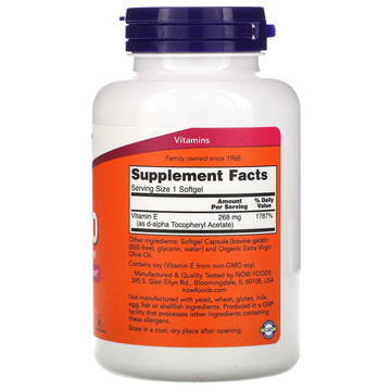 NOW Foods, E-400, 268 mg (400 IU), 250 Softgels