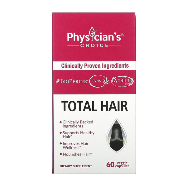 Physician's Choice, Total Hair, 60 Veggie Capsules - The Supplement Shop