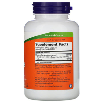 NOW Foods, Dopa Mucuna, 180 Veg Capsules