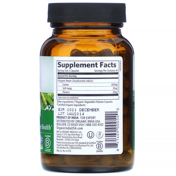 Organic India, Neem, 90 Vegetarian Caps - The Supplement Shop