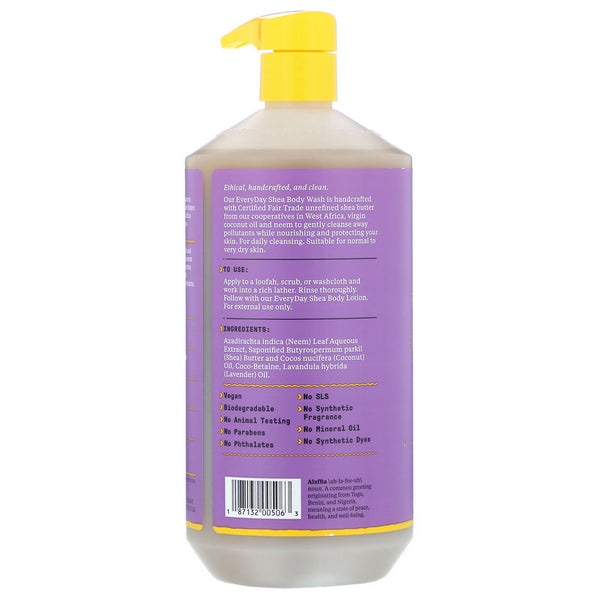 Alaffia, Everyday Shea, Body Wash, Normal to Very Dry Skin, Lavender, 32 fl oz (950 ml) - The Supplement Shop