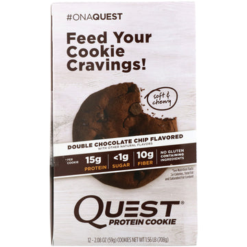 Quest Nutrition, Protein Cookie, Double Chocolate Chip, 12 Pack, 2.08 oz (59 g) Each