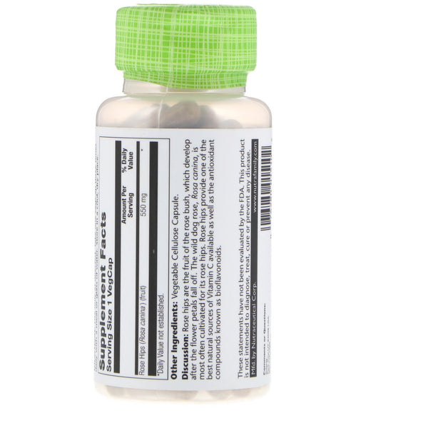 Solaray, Rose Hips, 550 mg, 100 VegCaps - The Supplement Shop