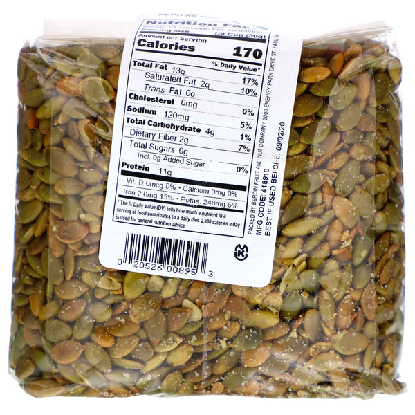 Bergin Fruit and Nut Company, Pepitas Roasted & Salted, 14 oz (397 g) - The Supplement Shop