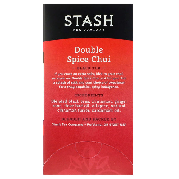 Stash Tea, Black Tea, Double Spice Chai, 18 Tea Bags, 1.1 oz (33 g) - The Supplement Shop