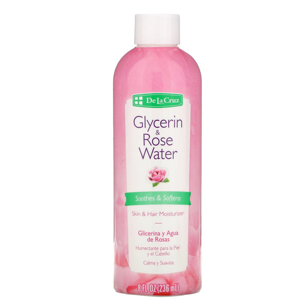 De La Cruz, Glycerin & Rose Water, Skin & Hair Moisturizer, 8 fl oz (236 ml) - The Supplement Shop