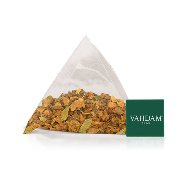 Vahdam Teas, Herbal Tea, Turmeric Spiced, Caffeine Free, 15 Tea Bags, 1.06 oz (30 g) - The Supplement Shop