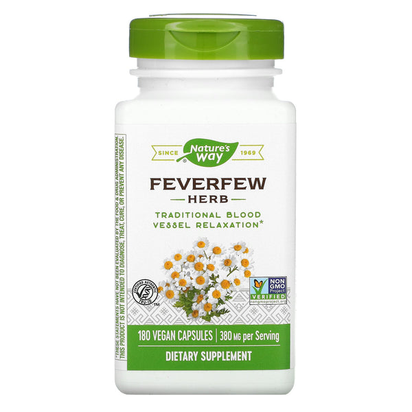 Nature's Way, Feverfew Herb, 380 mg, 180 Vegetarian Capsules - The Supplement Shop
