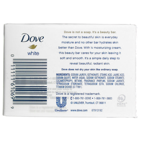 Dove, White Beauty Bar, 4 Bars, 3.75 oz (106 g) Each - The Supplement Shop