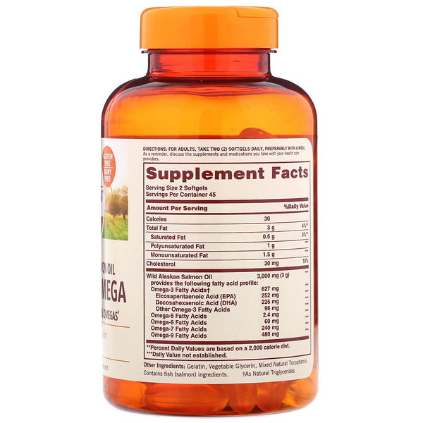Sundown Naturals, Complete Omega, Wild Alaskan Salmon Oil, 1400 mg, 90 Softgels - The Supplement Shop