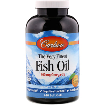 Carlson Labs, The Very Finest Fish Oil, Natural Orange Flavor, 700 mg, 240 Soft Gels