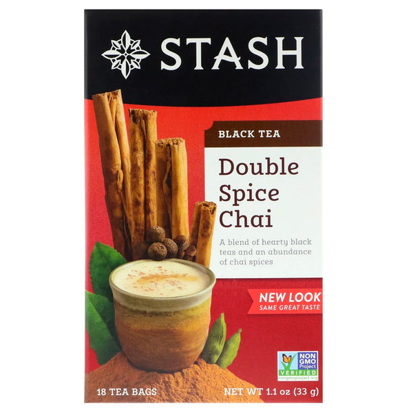 Stash Tea, Black Tea, Double Spice Chai, 18 Tea Bags, 1.1 oz (33 g) - The Supplement Shop