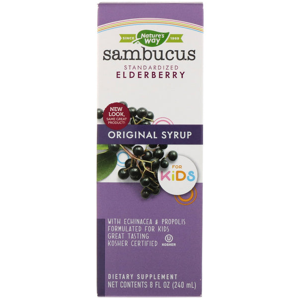 Nature's Way, Sambucus for Kids, Standardized Elderberry, Original Syrup, 8 fl oz (240 ml) - The Supplement Shop