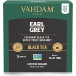 Vahdam Teas, Black Tea, Earl Grey with Citrusy Bergamot, 15 Tea Bags, 1.06 oz (30 g) - The Supplement Shop