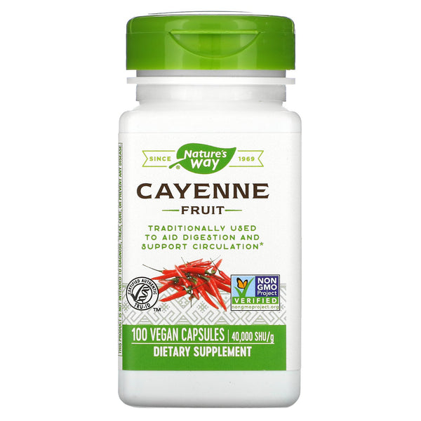 Nature's Way, Cayenne Fruit, 40,000 SHU/g, 100 Vegan Capsules - The Supplement Shop