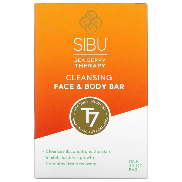 Sibu Beauty, Sea Berry Therapy, Cleansing Face and Body Bar, Sea Buckthorn Oil, T7, 3.5 oz - The Supplement Shop
