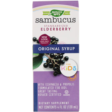 Nature's Way, Sambucus for Kids, Standardized Elderberry, Original Syrup, 4 fl oz (120 ml)