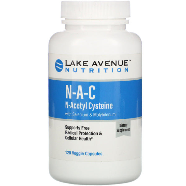 Lake Avenue Nutrition, N-A-C, N-Acetyl Cysteine with Selenium & Molybdenum, 600 mg, 120 Veggie Capsules - The Supplement Shop