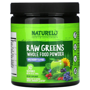 NATURELO, Raw Greens, Whole Food Powder, Wild Berry Flavor, 8.5 oz (240 g)