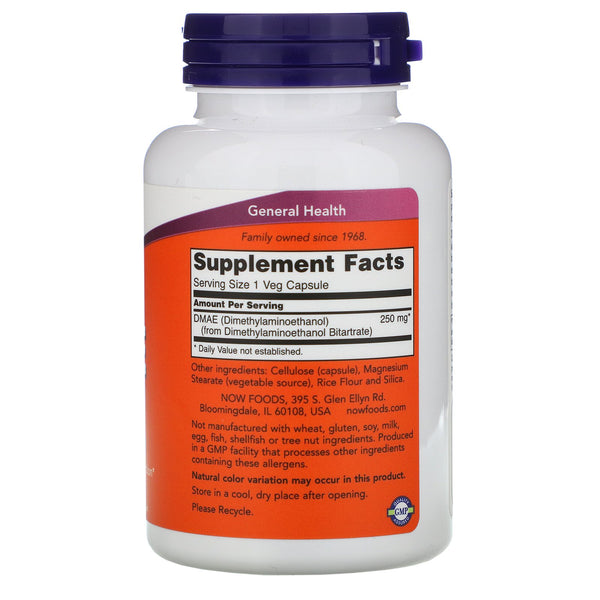 Now Foods, DMAE, 250 mg, 100 Veg Capsules - The Supplement Shop