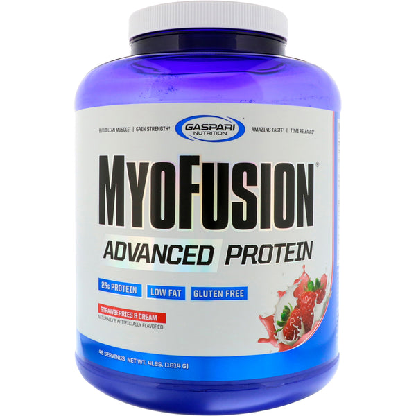 Gaspari Nutrition, MyoFusion, Advanced Protein, Strawberries & Cream, 4 lbs (1814 g) - The Supplement Shop