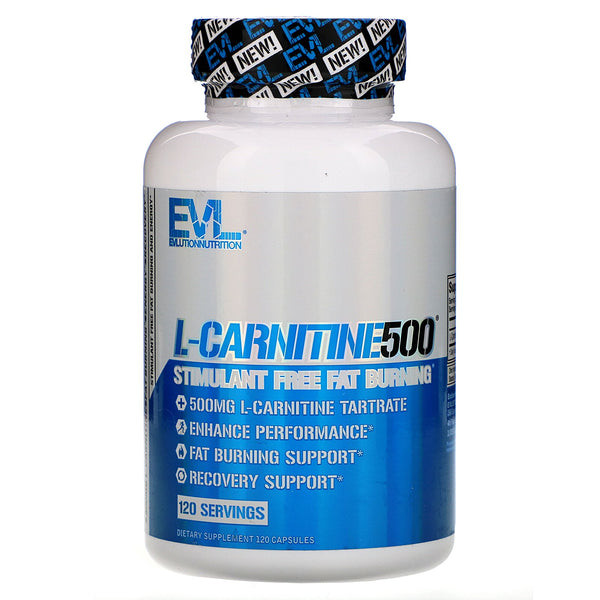 EVLution Nutrition, L-Carnitine500, 120 Capsules - The Supplement Shop