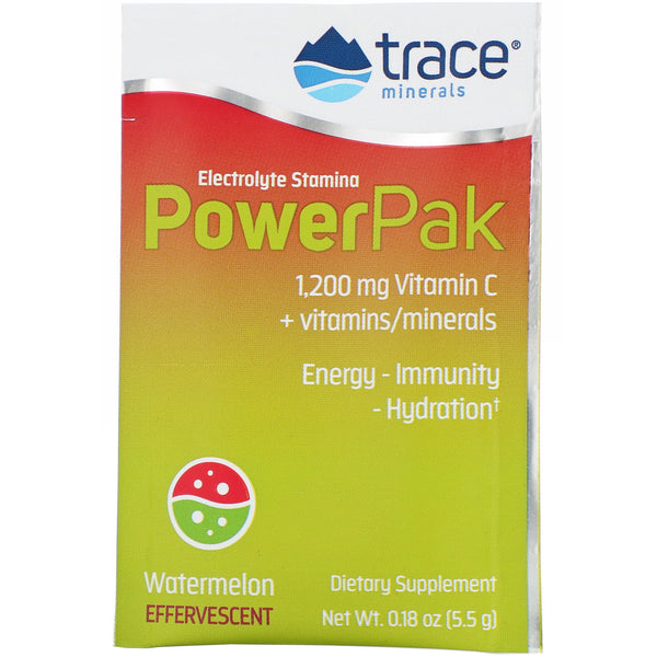 Trace Minerals Research, Electrolyte Stamina PowerPak, Watermelon Effervescent, 30 Packets, 0.19 oz (5.5 g) Each - The Supplement Shop
