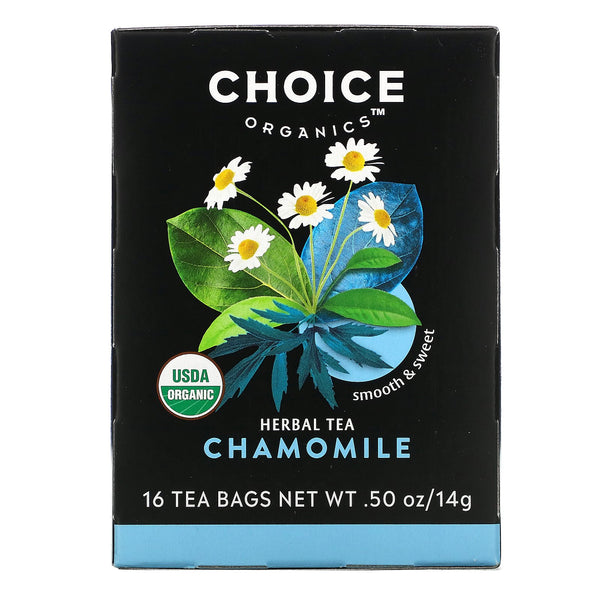 Choice Organic Teas, Herbal Tea, Chamomile, Caffeine-Free, 16 Tea Bags, .50 oz (14 g) - The Supplement Shop