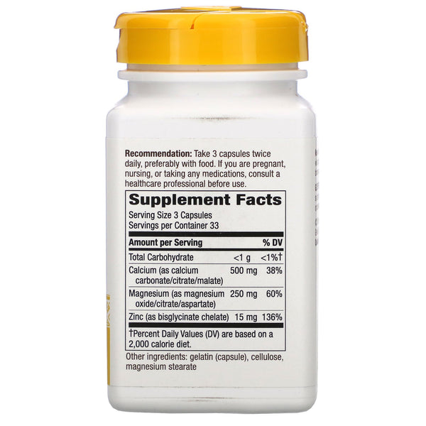 Nature's Way, Calcium Mag & Zinc Mineral Complex, 765 mg, 100 Capsules - The Supplement Shop