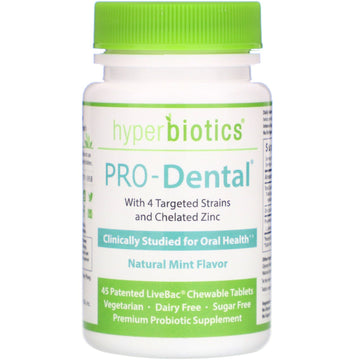 Hyperbiotics, PRO-Dental, Natural Mint Flavor, 45 Patented LiveBac Chewable Tablets