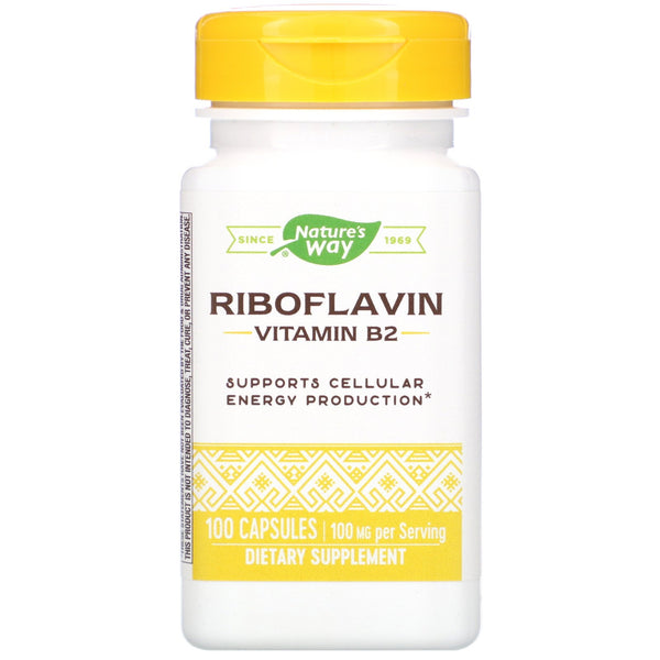 Nature's Way, Riboflavin, Vitamin B2, 100 mg, 100 Capsules - The Supplement Shop