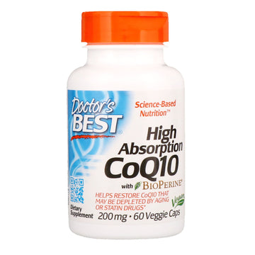 Doctor's Best, High Absorption CoQ10 with BioPerine, 200 mg, 60 Veggie Caps