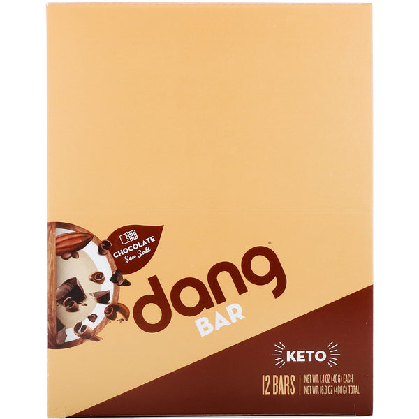 Dang, Keto Bar, Chocolate Sea Salt, 12 Bars, 1.4 oz (40 g) Each - The Supplement Shop