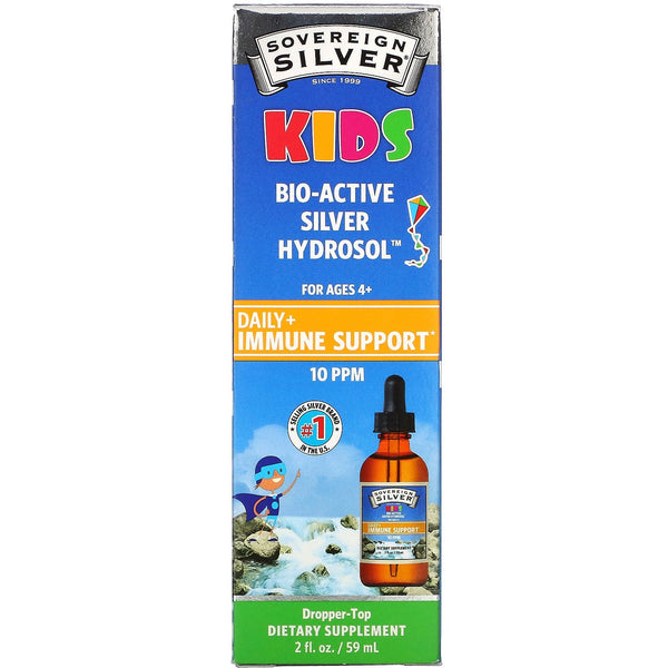Sovereign Silver, Kids Bio-Active Silver Hydrosol, Daily Immune Support, Ages 4+, 10 PPM, 2 fl oz (59 ml) - The Supplement Shop