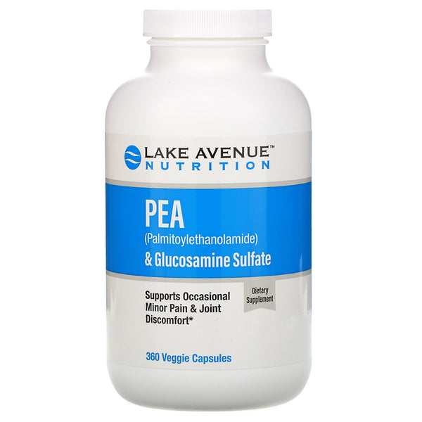 Lake Avenue Nutrition, PEA (Palmitoylethanolamide) + Glucosamine Sulfate, 600 mg + 1,200 mg Per Serving, 360 Veggie Capsules - The Supplement Shop